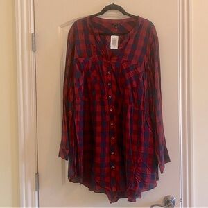 Torrid Plaid Long-Sleeved Button-Up Shirt